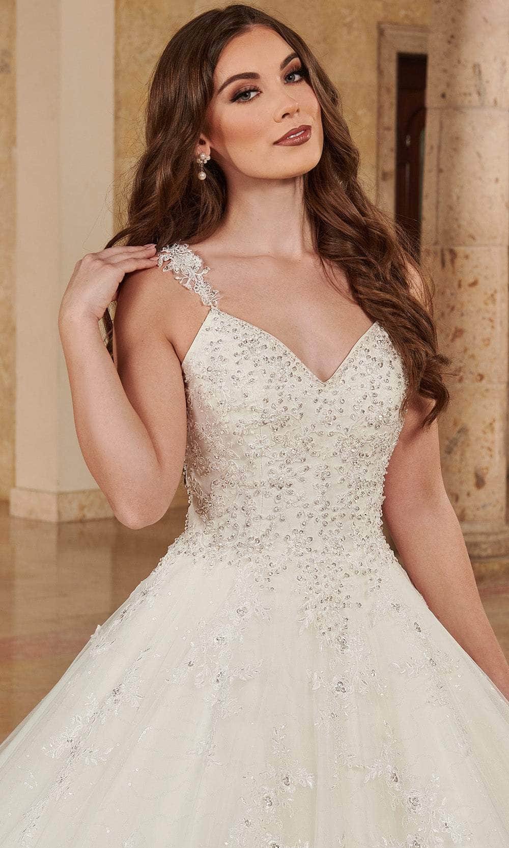 Rachel Allan MB6084 V-Neck Organza Ball Gown with Bolero