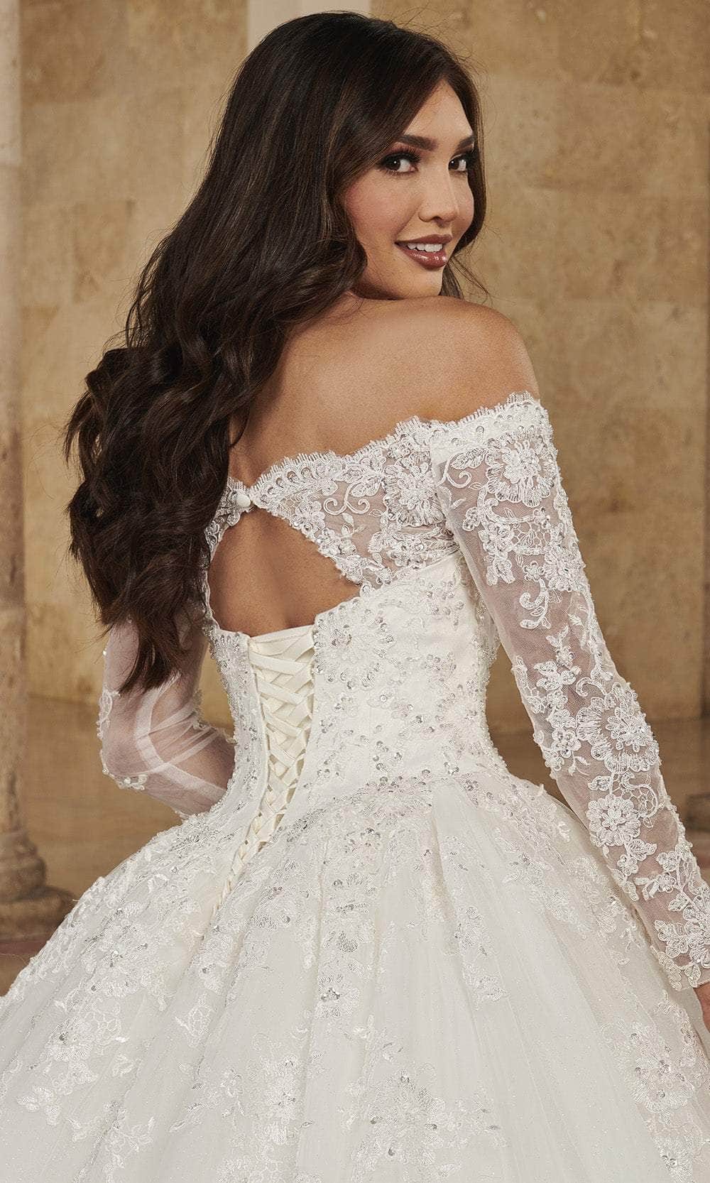 Rachel Allan MB6089 Off-Shoulder Beaded Lace Ball Gown