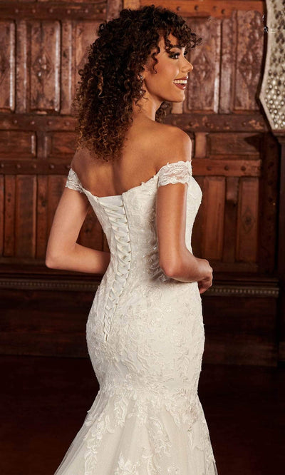 Rachel Allan RB3167 Off-Shoulder Lace Applique Bridal Gown