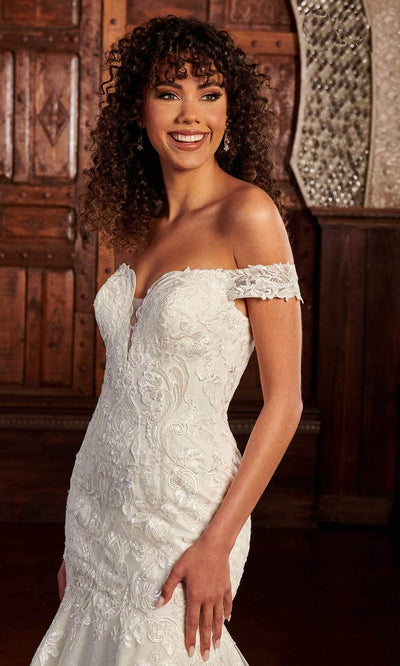 Rachel Allan RB3167 Off-Shoulder Lace Applique Bridal Gown
