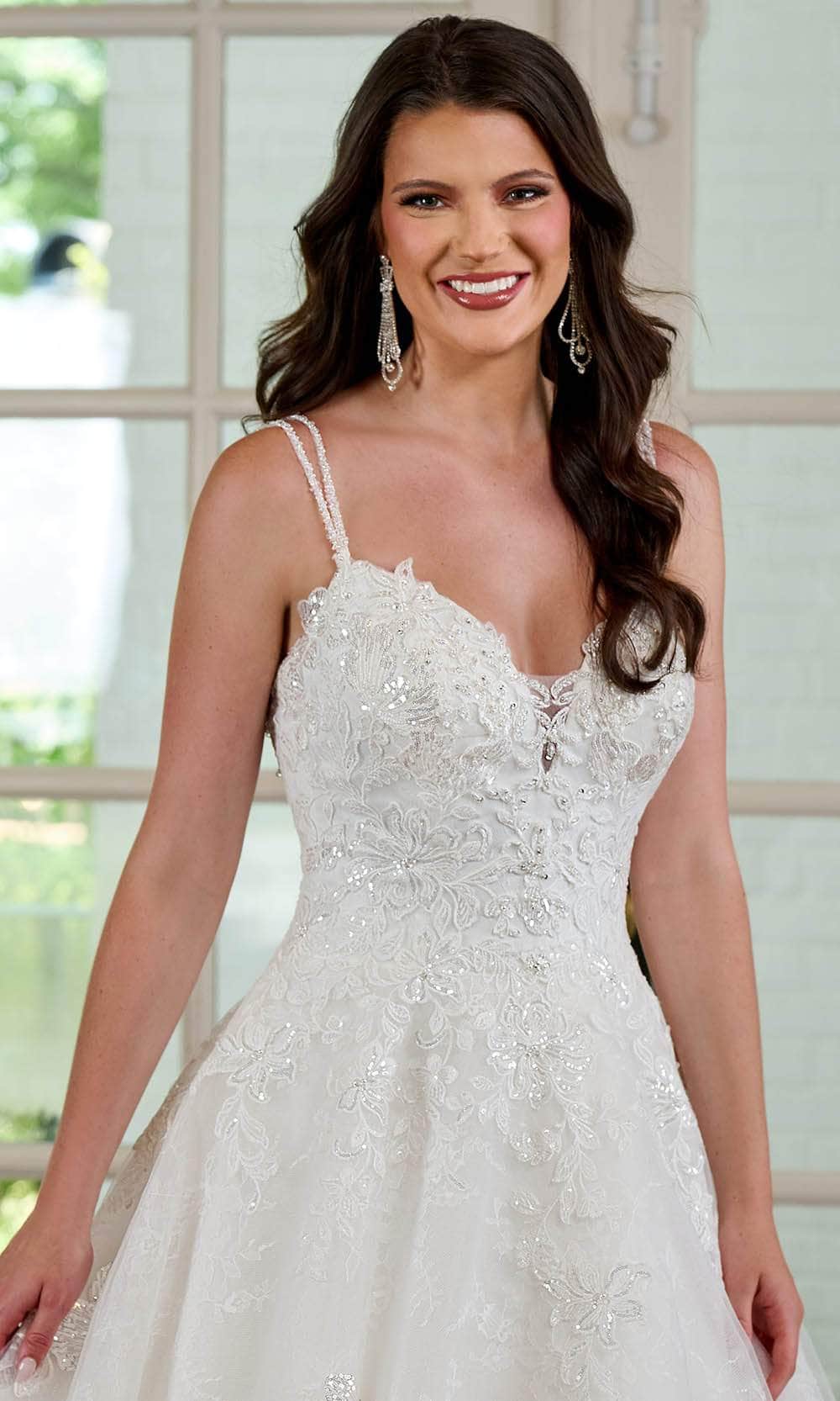 Rachel Allan RB3180 Dual Straps Lace Appliqued Bridal Gown