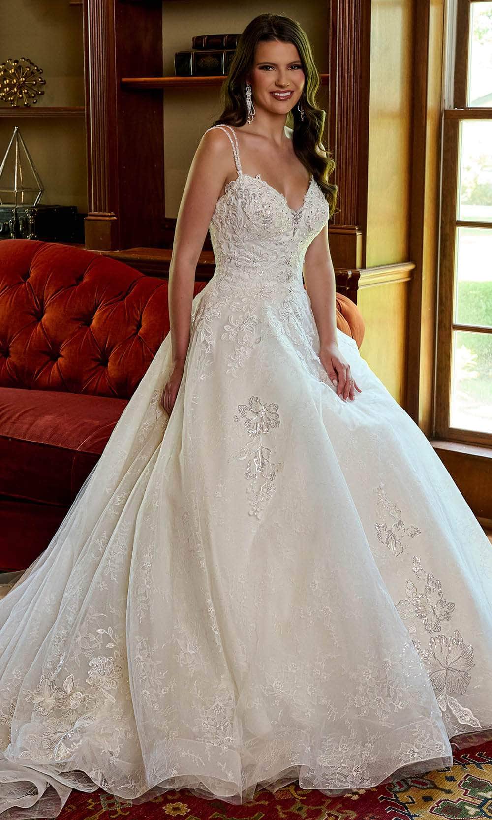 Rachel Allan RB3180 Dual Straps Lace Appliqued Bridal Gown