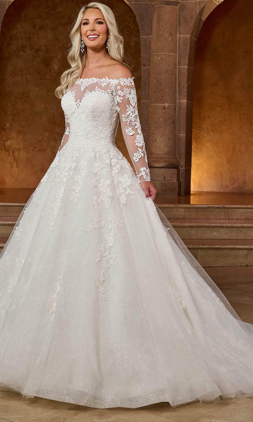 Rachel Allan RB3196 Straight Off-Shoulder Bridal Gown