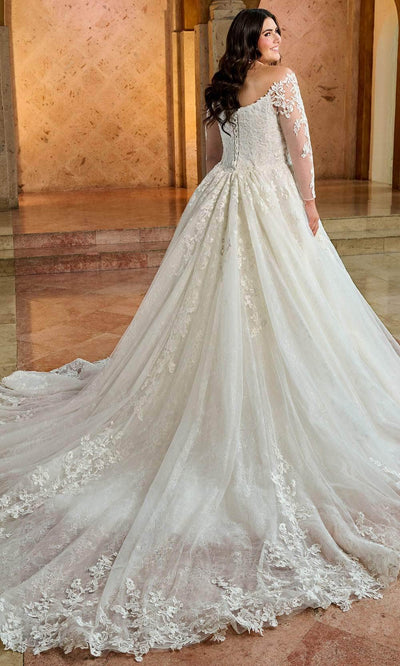 Rachel Allan RB3196 Straight Off-Shoulder Bridal Gown