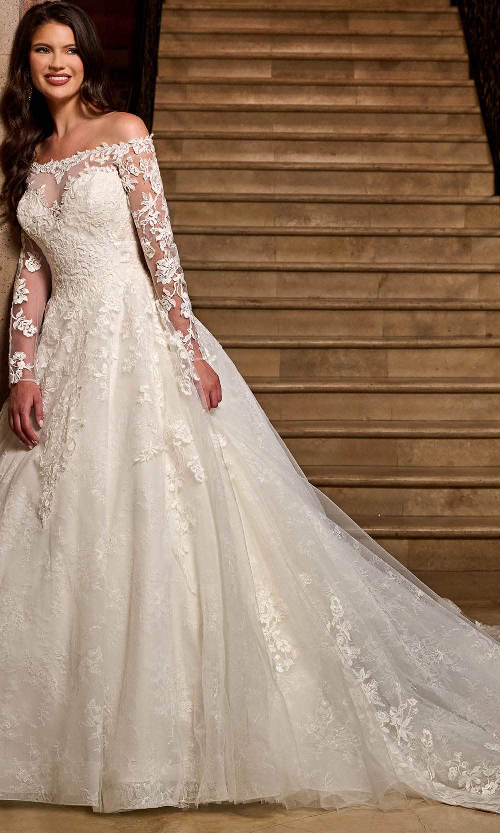 Rachel Allan RB3196 Straight Off-Shoulder Bridal Gown