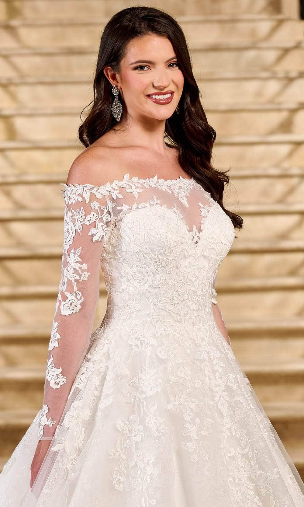 Rachel Allan RB3196 Straight Off-Shoulder Bridal Gown