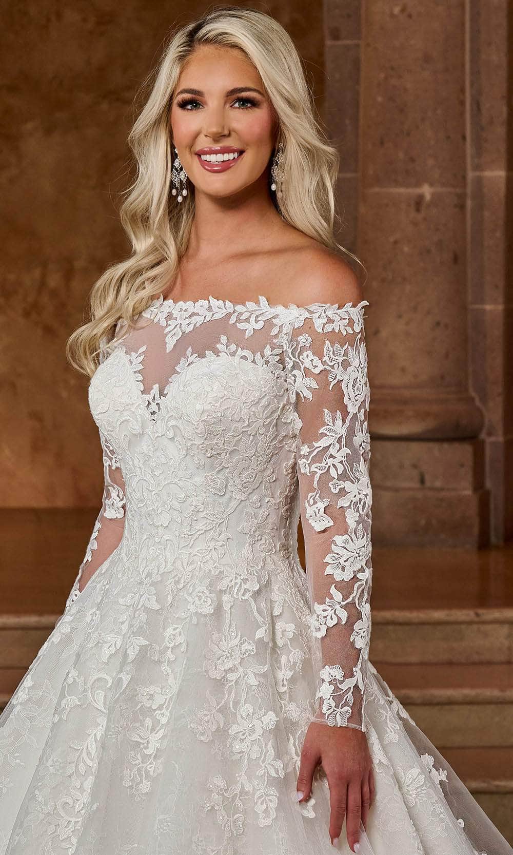 Rachel Allan RB3196 Straight Off-Shoulder Bridal Gown