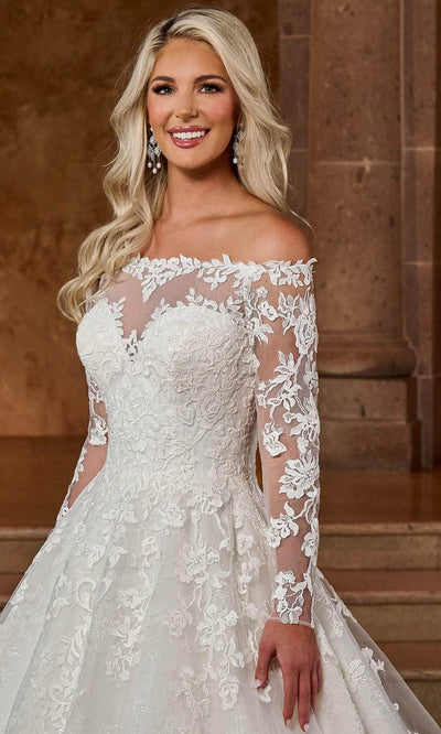 Rachel Allan RB3196 Straight Off-Shoulder Bridal Gown