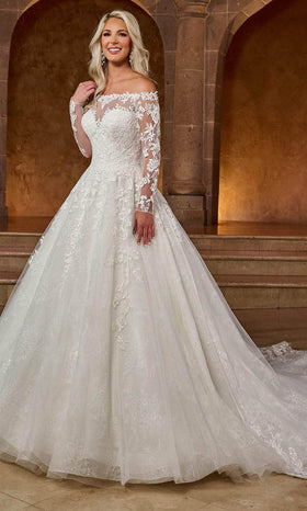 Rachel Allan RB3196 Straight Off-Shoulder Bridal Gown