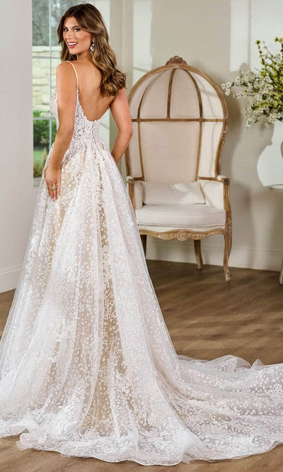Rachel Allan RB3204 Plunging Neckline Embroidered Bridal Gown