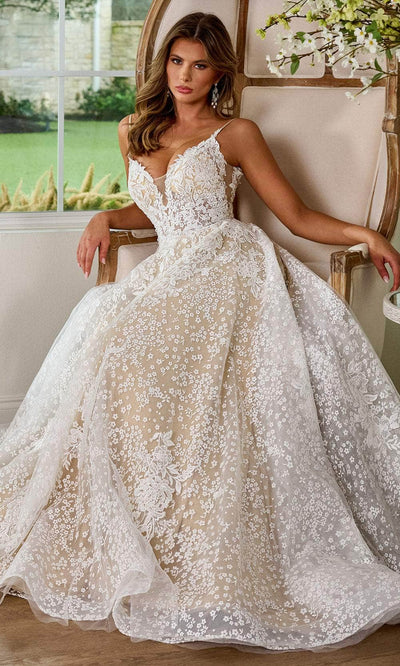 Rachel Allan RB3204 Plunging Neckline Embroidered Bridal Gown