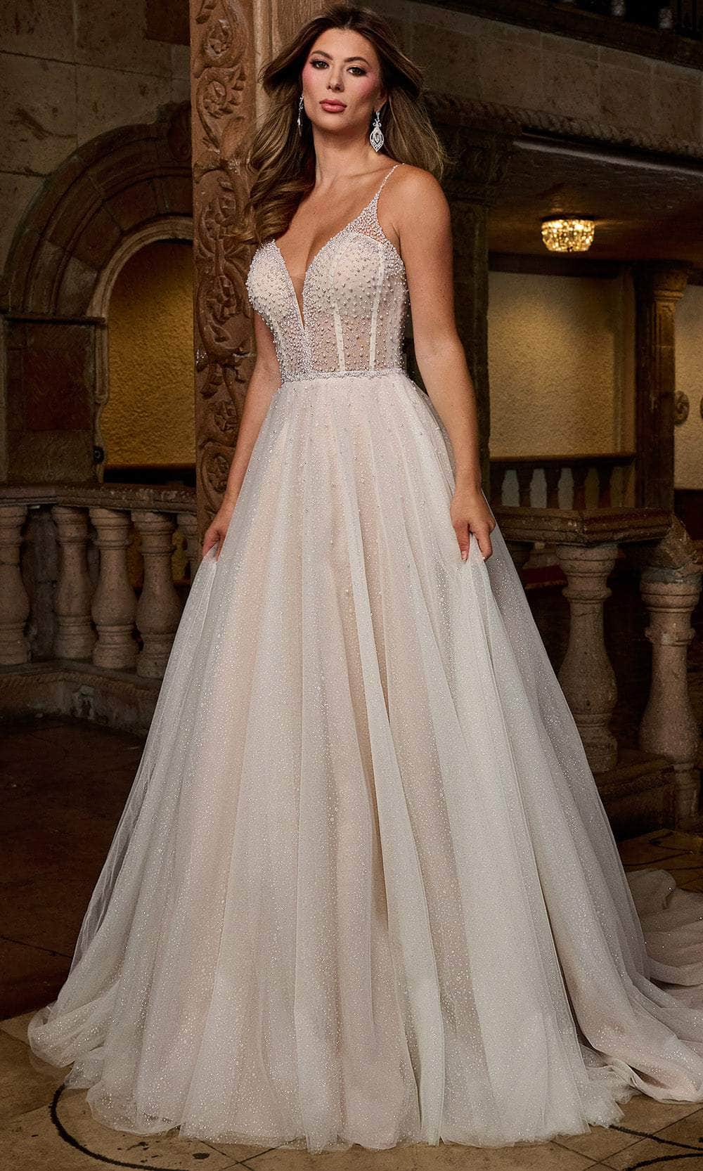 Rachel Allan RB3210 - Sheer Corset Pearl Beaded Bridal Gown Bridal Dresses 0 / White