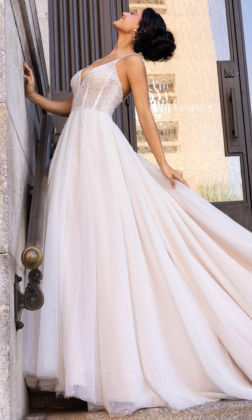 Rachel Allan RB3210 Sheer Corset Pearl Beaded Bridal Gown