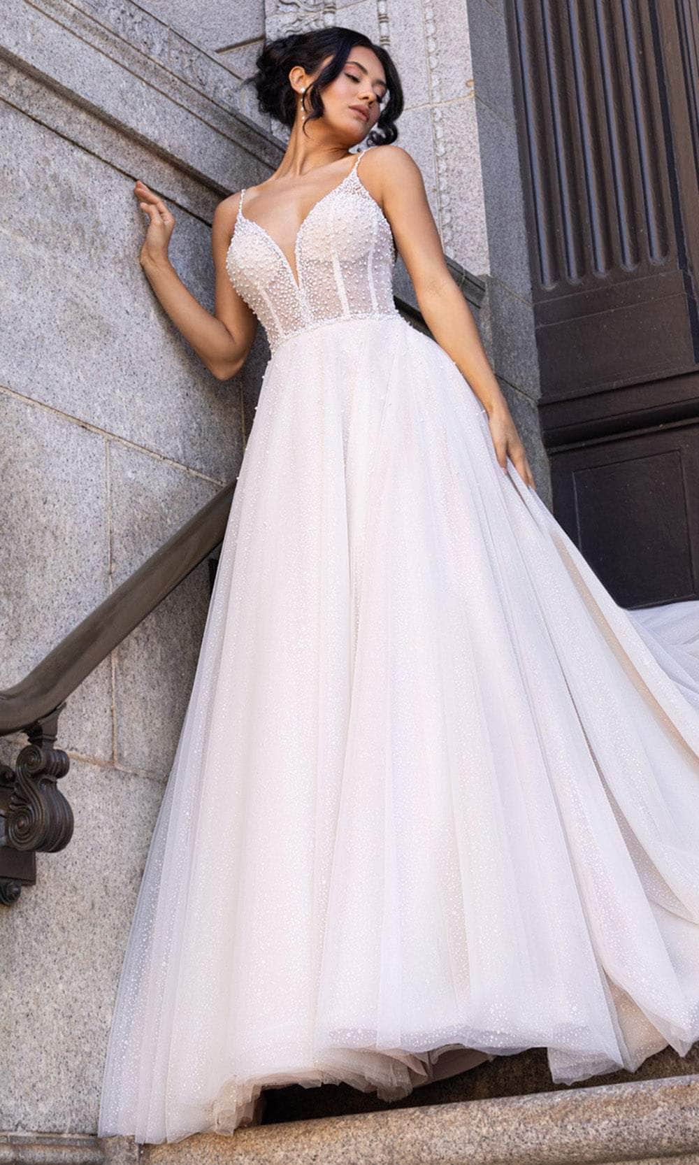 Rachel Allan RB3210 Sheer Corset Pearl Beaded Bridal Gown