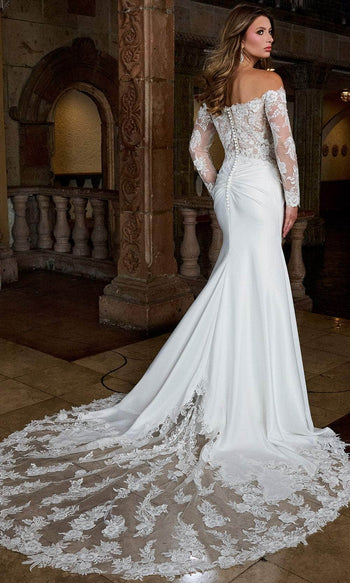 Rachel Allan RB3218 Off Shoulder Lace Wedding Gown