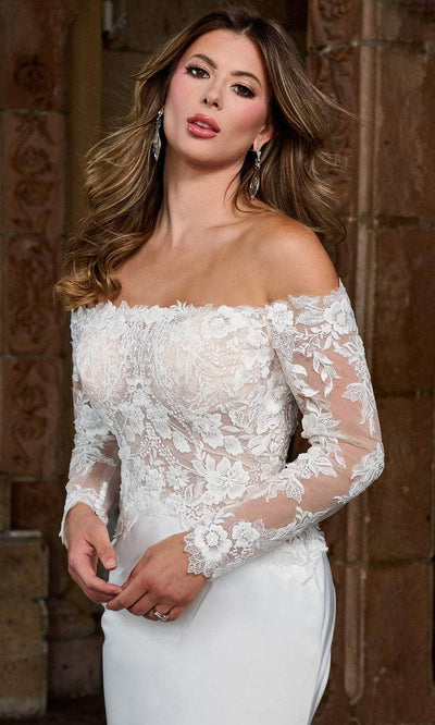 Rachel Allan RB3218 Off Shoulder Lace Wedding Gown