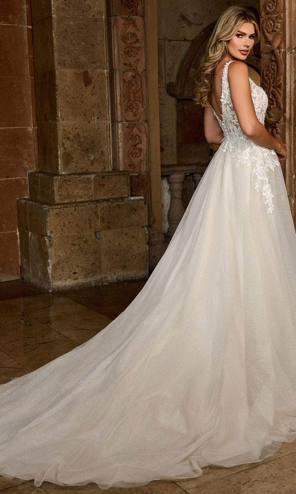 Rachel Allan RB3222 Lace Applique A-line Bridal Gown