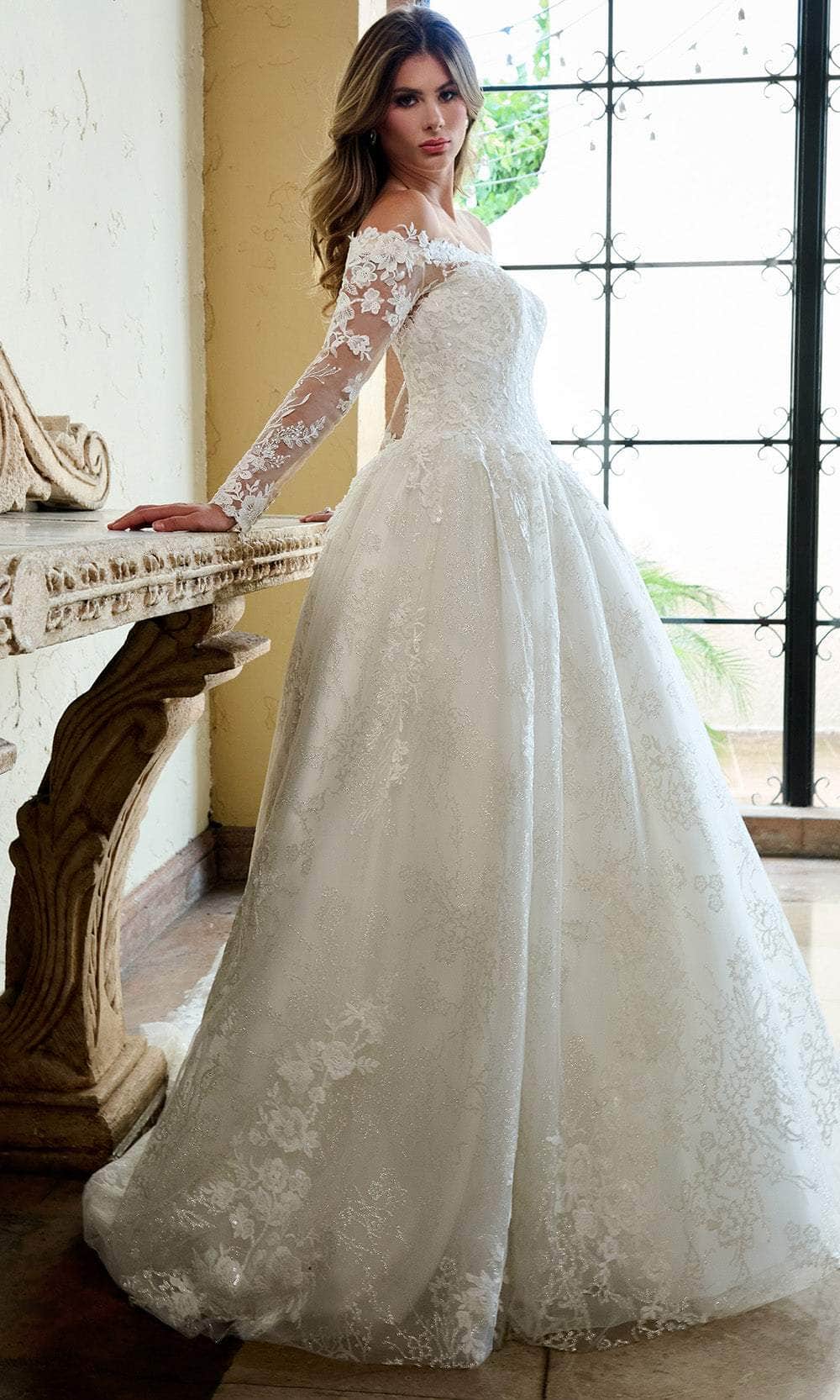 Rachel Allan RB3224 Off Shoulder Floral Lace Wedding Ballgown