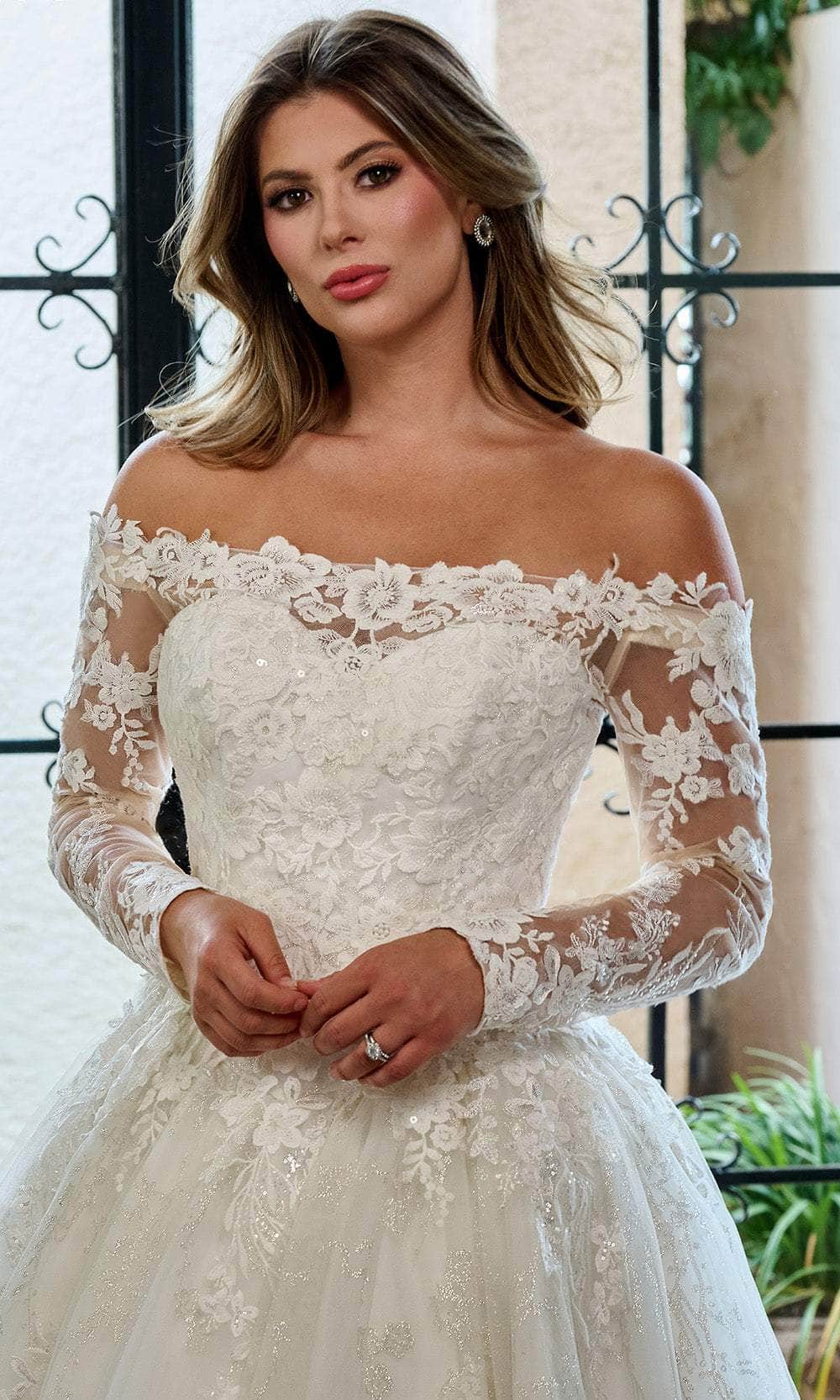 Rachel Allan RB3224 Off Shoulder Floral Lace Wedding Ballgown
