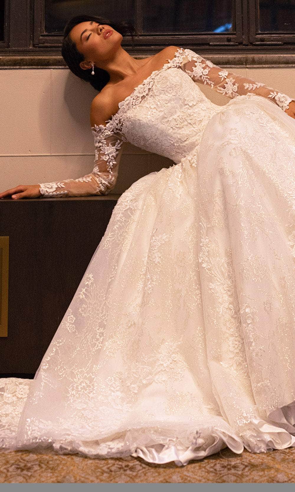 Rachel Allan RB3224 Off Shoulder Floral Lace Wedding Ballgown