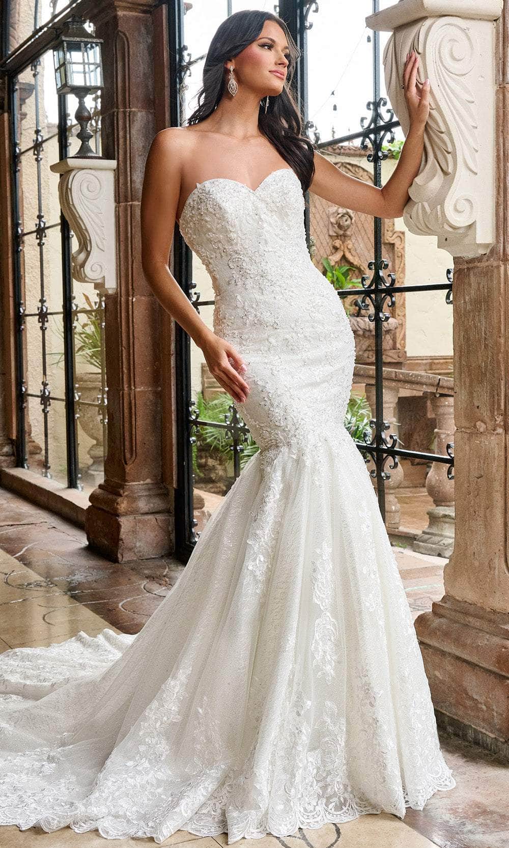 Rachel Allan RB4200 Beaded Lace Mermaid Wedding Gown