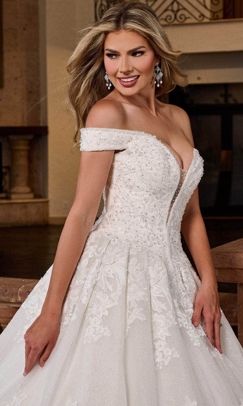 Rachel Allan RB4201 Royal Off-Shoulder Lace Ballgown