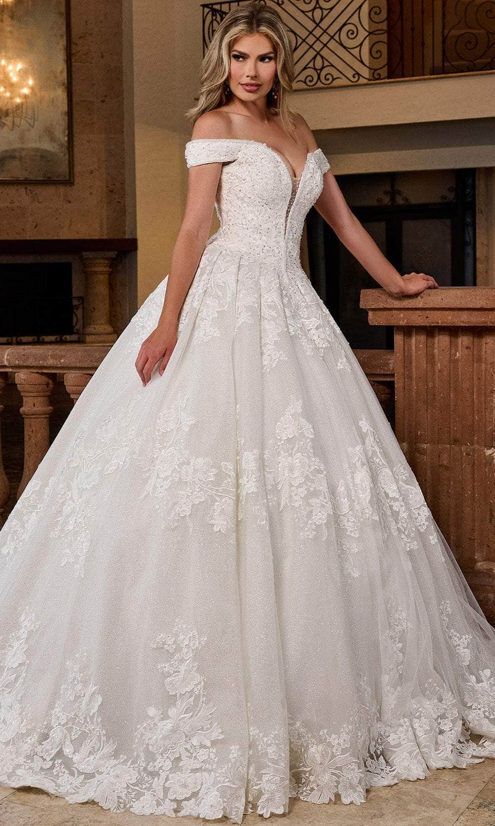 Rachel Allan RB4201 Royal Off-Shoulder Lace Ballgown
