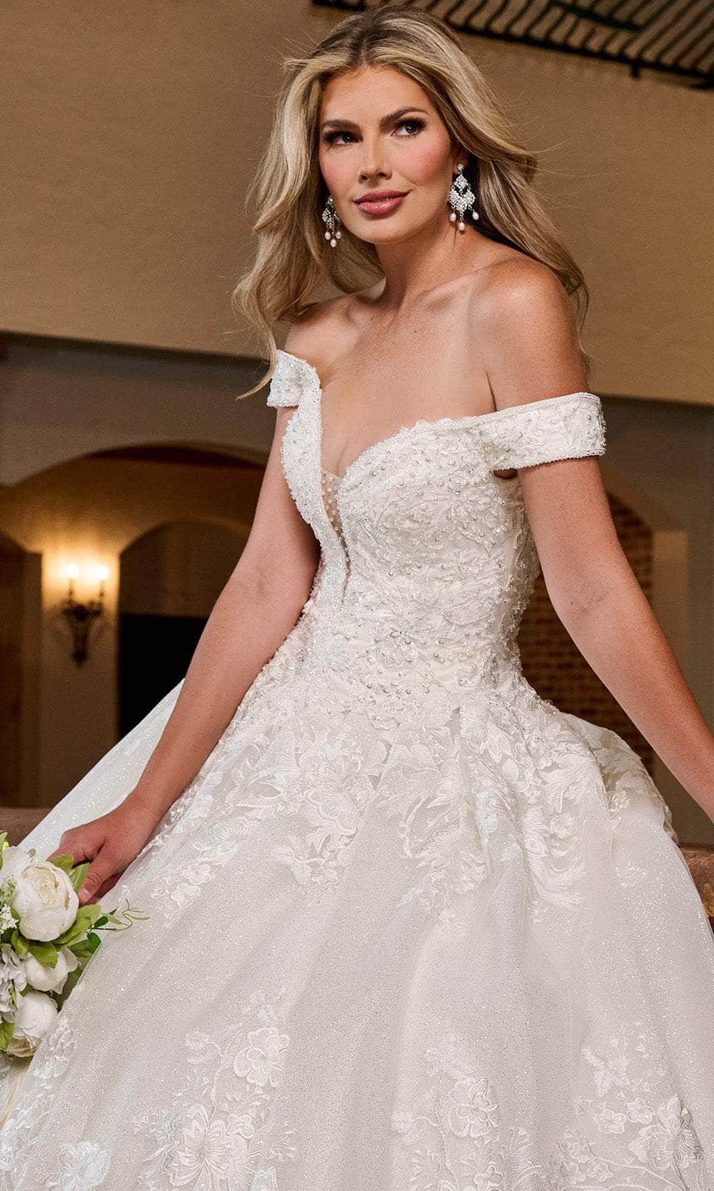 Rachel Allan RB4201 Royal Off-Shoulder Lace Ballgown