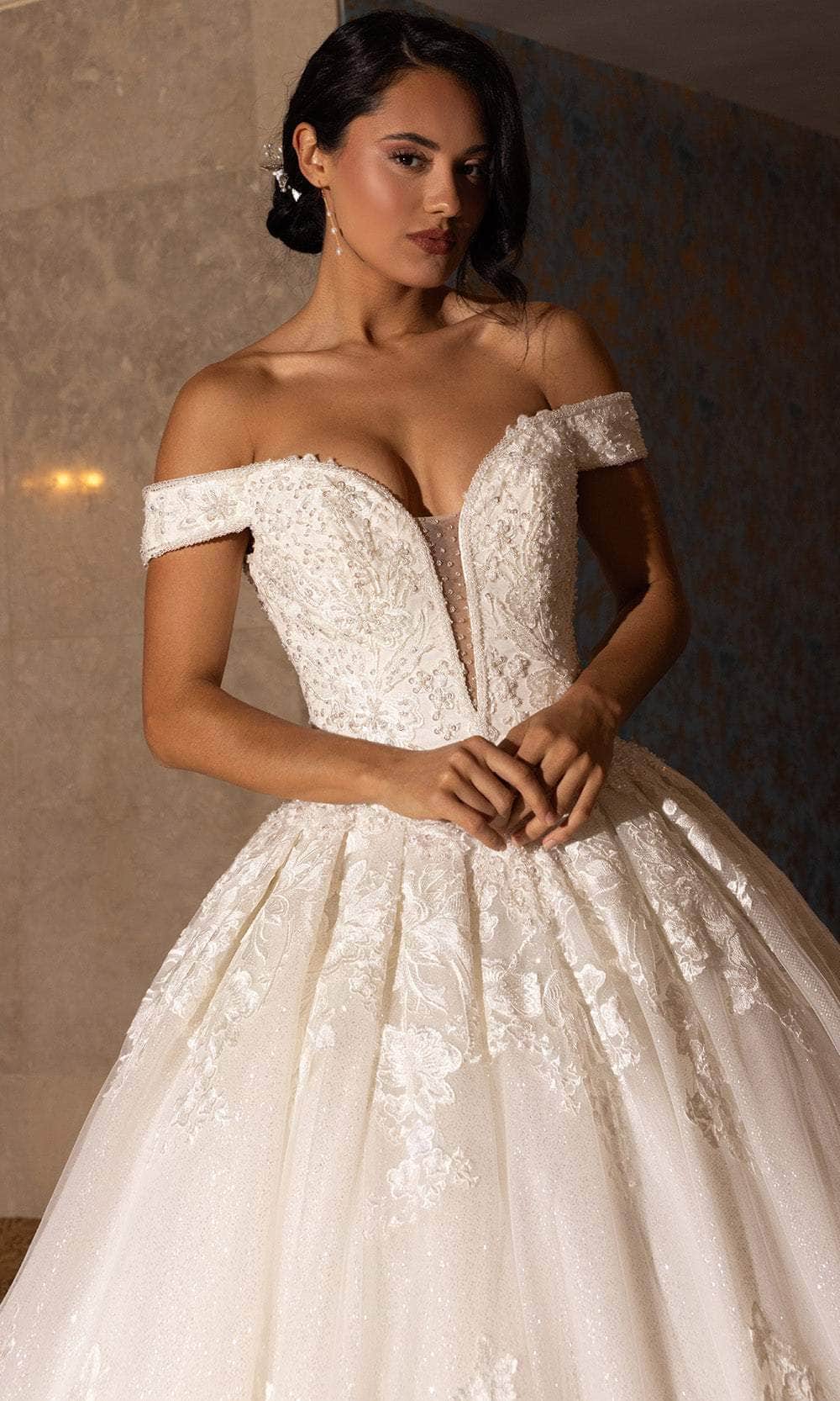 Rachel Allan RB4201 Royal Off-Shoulder Lace Ballgown