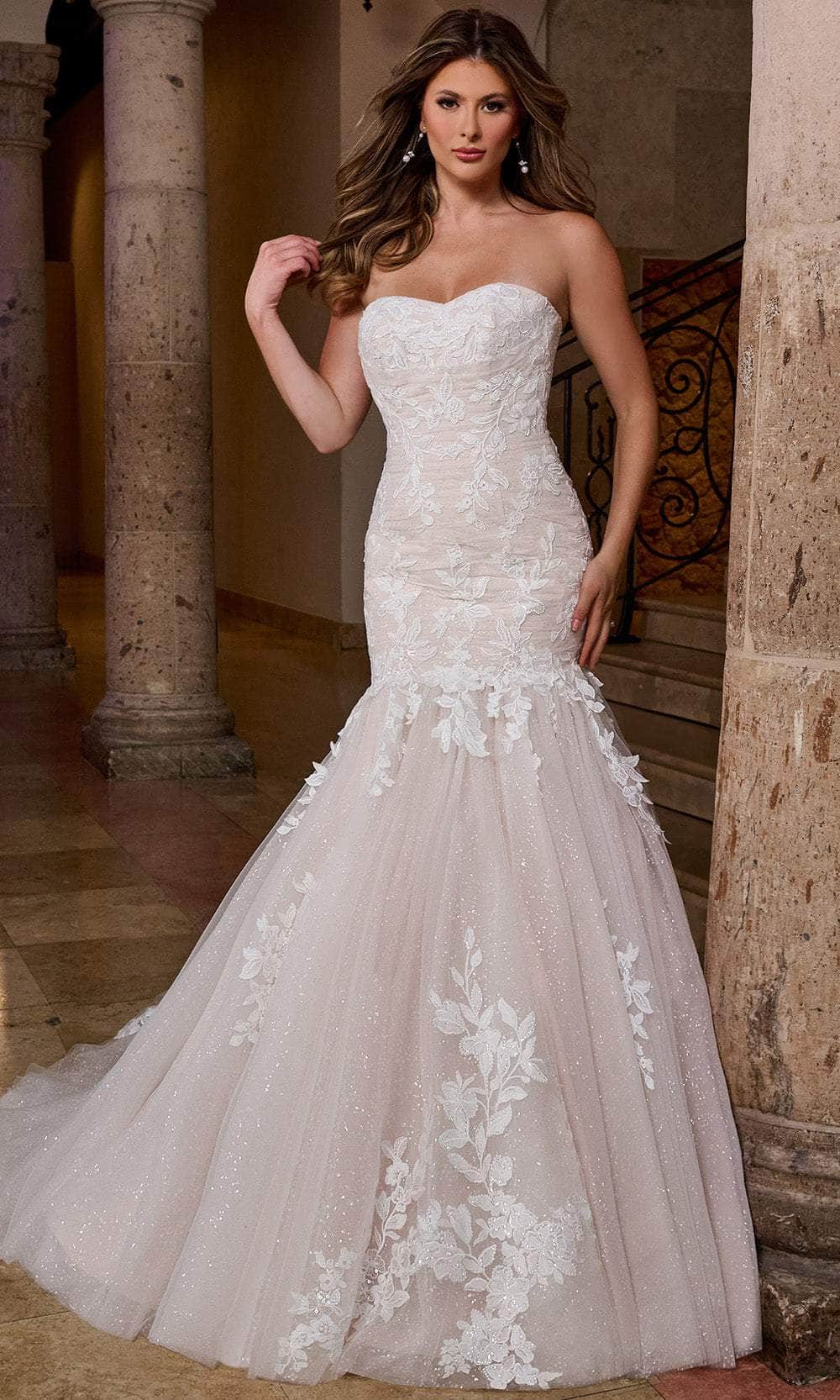 Rachel Allan RB4205 Strapless Appliqued Wedding Gown