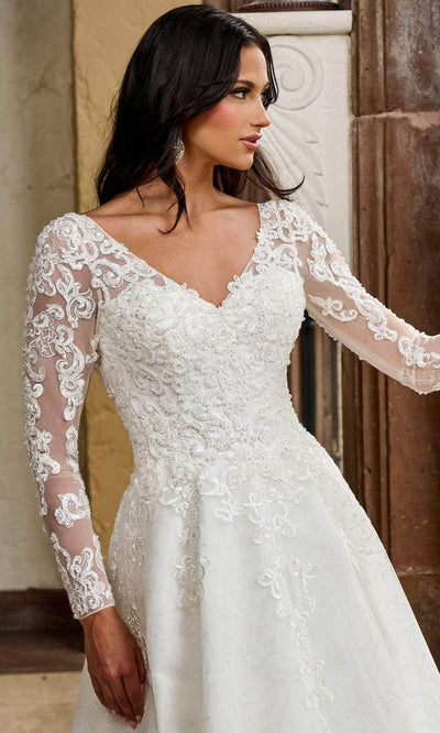 Rachel Allan RB4206 Embroidered Illusion Long Sleeve Gown