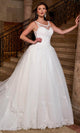 Rachel Allan RB4210 Illusion Scoop Bridal Gown with Detachable Train
