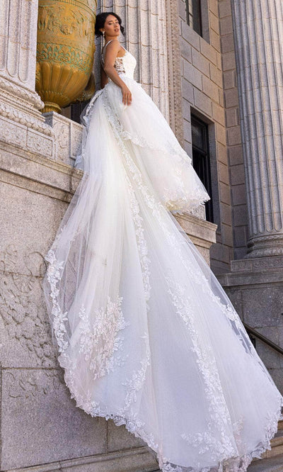 Rachel Allan RB4210 Illusion Scoop Bridal Gown with Detachable Train