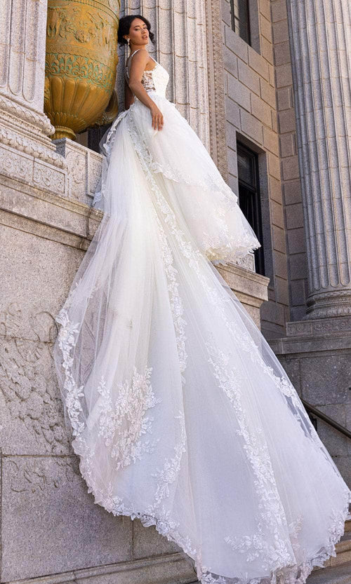Rachel Allan RB4210 Illusion Scoop Bridal Gown with Detachable Train