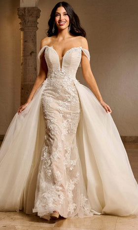 Rachel Allan RB5039 Floral Appliqued Overskirt Bridal Gown