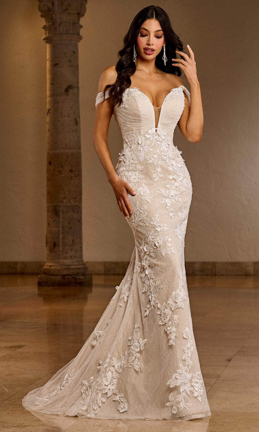 Rachel Allan RB5039 Floral Appliqued Overskirt Bridal Gown