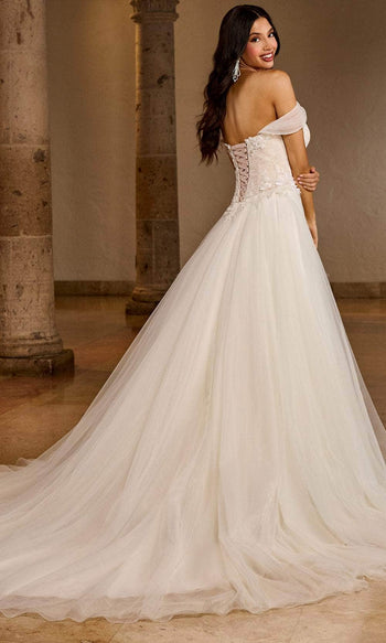 Rachel Allan RB5039 Floral Appliqued Overskirt Bridal Gown
