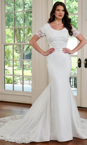 Rachel Allan RB5041 Scoop Floral Appliqued Bridal Gown
