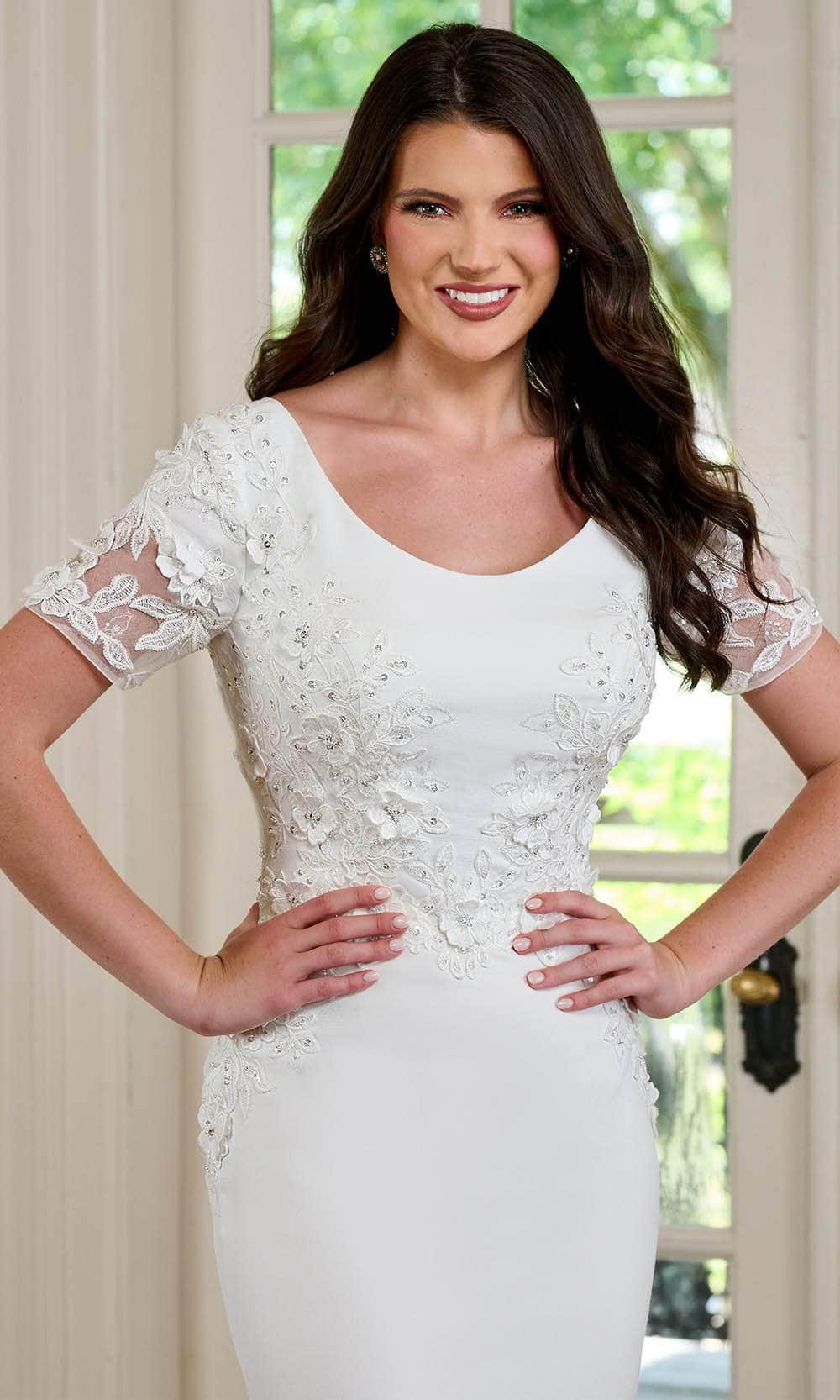 Rachel Allan RB5041 Scoop Floral Appliqued Bridal Gown