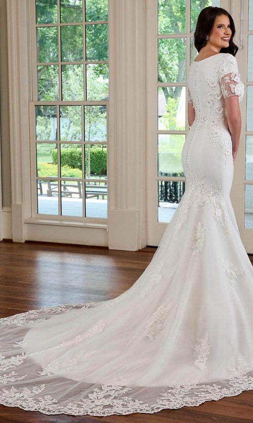Rachel Allan RB5041 Scoop Floral Appliqued Bridal Gown