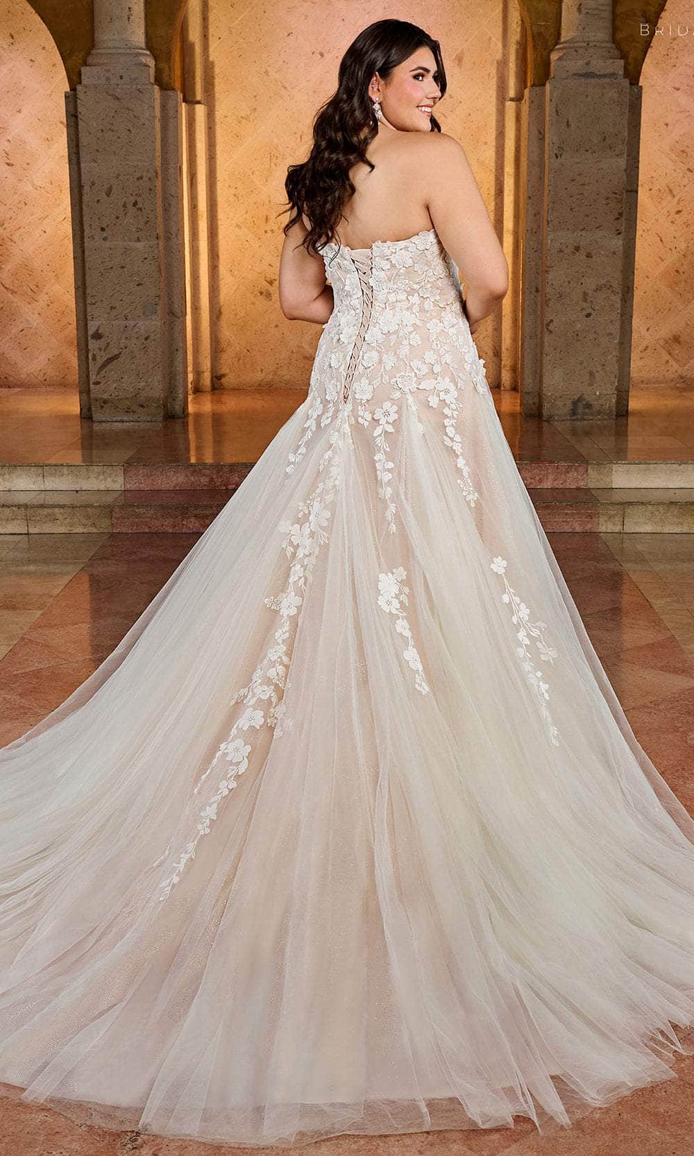 Rachel Allan RB5042 Lace Applique Strapless Bridal Gown