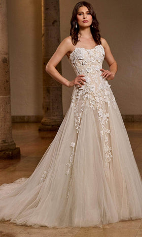 Rachel Allan RB5042 Lace Applique Strapless Bridal Gown