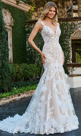 Rachel Allan RB5063 3D Floral Appliqued Trumpet Bridal Gown