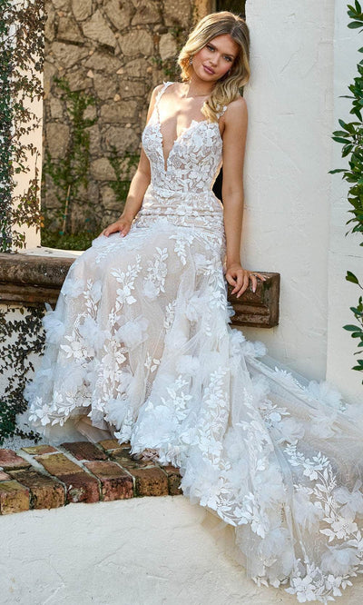 Rachel Allan RB5063 3D Floral Appliqued Trumpet Bridal Gown