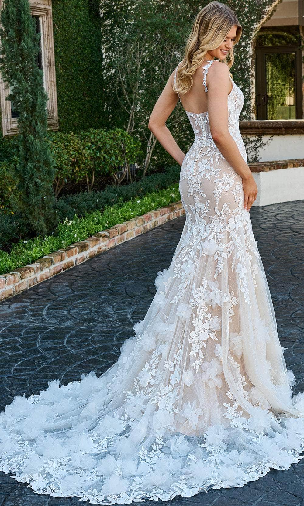 Rachel Allan RB5063 3D Floral Appliqued Trumpet Bridal Gown
