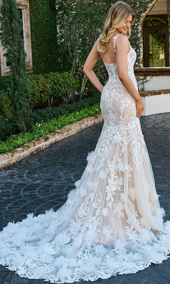 Rachel Allan RB5063 3D Floral Appliqued Trumpet Bridal Gown