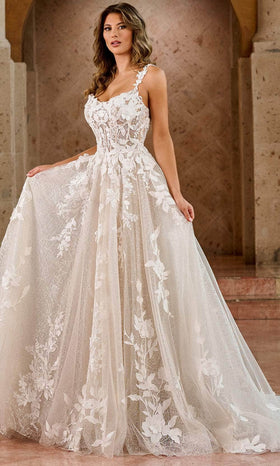 Rachel Allan RB5068 Floral Appliqued Scoop Bridal Gown
