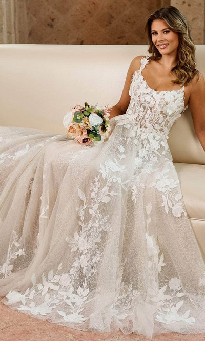 Rachel Allan RB5068 Floral Appliqued Scoop Bridal Gown