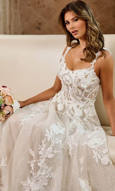 Rachel Allan RB5068 Floral Appliqued Scoop Bridal Gown