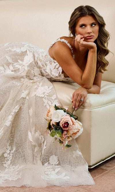 Rachel Allan RB5068 Floral Appliqued Scoop Bridal Gown